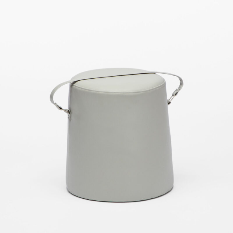 ROUND ECO LEATHER POUF WITH STRAP