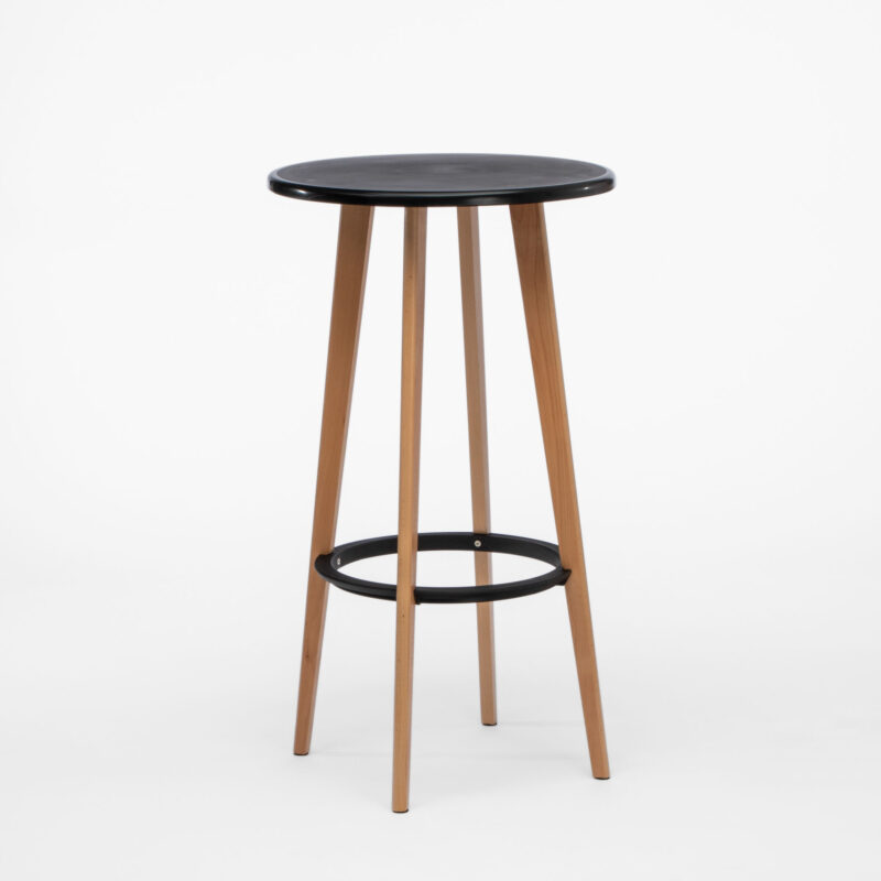 PP TOP AND WOODEN LEGS BAR TABLE